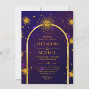 Invitation Mariage des étoiles célestes mystiques rose