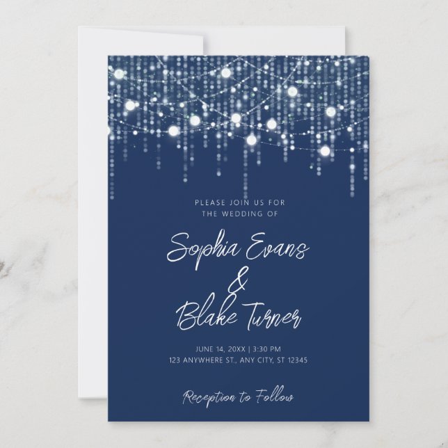 Invitation Mariage des feux de suspension bleu et blanc de la (Devant)