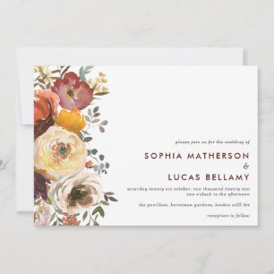 Invitation Mariage des fleurs automnales modernes
