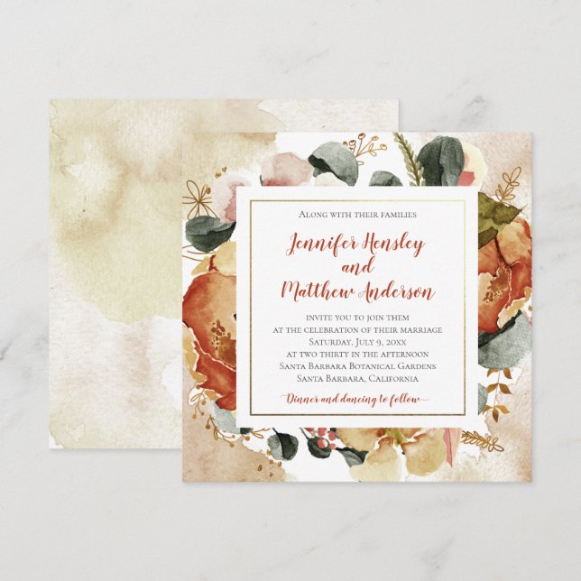 Invitation Mariage des fleurs d'automne d'automne (Devant / Derrière)