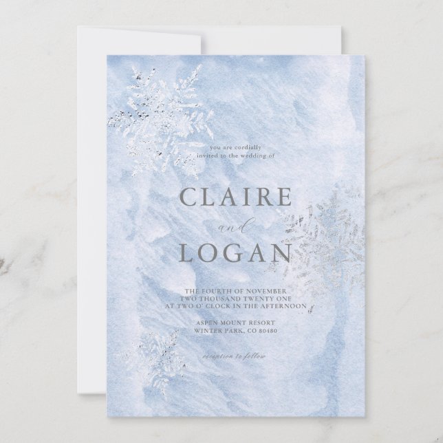 Invitation Mariage des flocons d'argent d'hiver congelés (Devant)