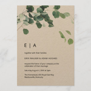 Invitation Mariage des initiés de l'Eucalyptus Foliage Rustic