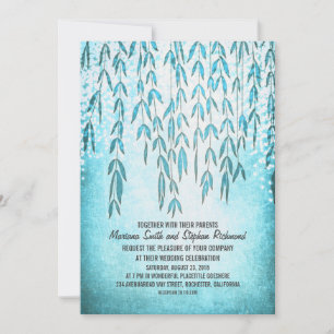 Invitation Mariage des lampes à cordes bleues de Willow Tree