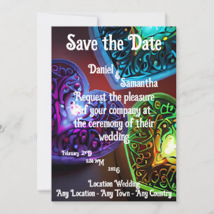 Invitation Mariage des lumières des bougies couleur coeur