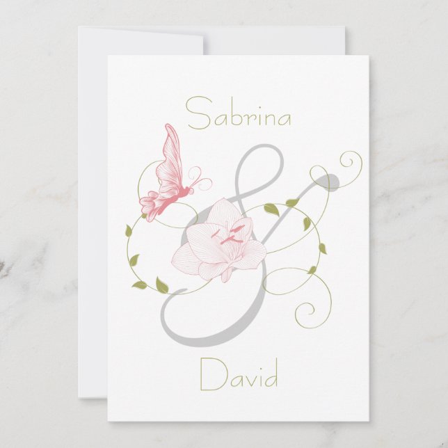 Invitation Mariage des Lys roses de mariage du jardin (Devant)