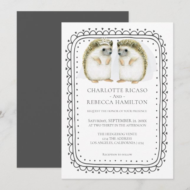 Invitation Mariage des mariées homosexuelles lesbiennes de He (Devant / Derrière)