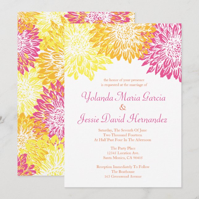 Invitation Mariage des mères de couleur vive (Devant / Derrière)