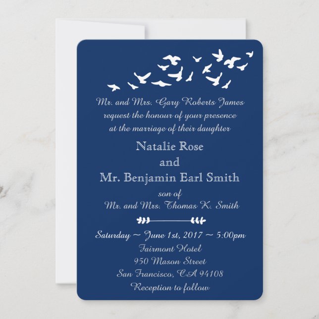 Invitation Mariage des oiseaux côtiers | Simple Modèle élégan (Devant)