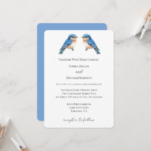 Invitation Mariage des oiseaux d'amour bleus