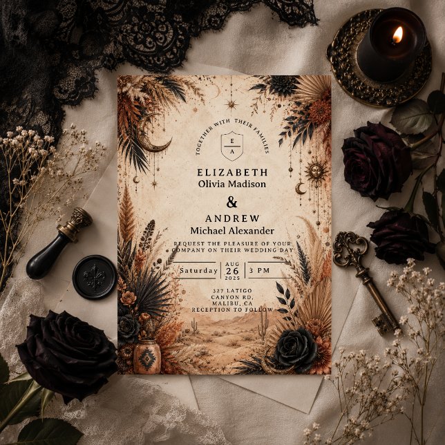 Invitation Mariage Désert Boho Goth (Créateur téléchargé)