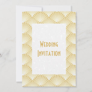 Invitation Mariage design Art déco couleur or