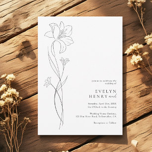 Invitation Mariage Dessin De Fleur Sauvage Moderne Bohème Lig