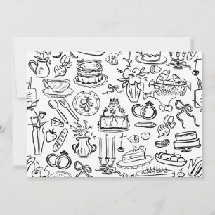 Invitation mariage dessiné à la main végan végétarien