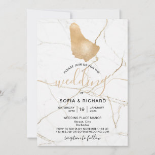 Invitation Mariage Destination Barbade Tropical Gold Map Inv