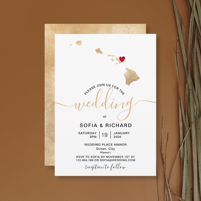Invitation Mariage Destination Hawaii Moveable Heart (Créateur téléchargé)