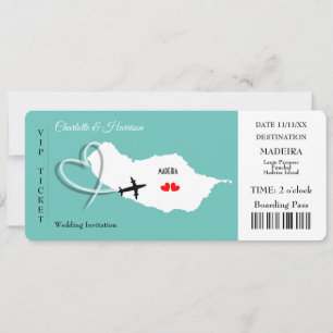 Invitation Mariage Destination Madeira Europe Ticket