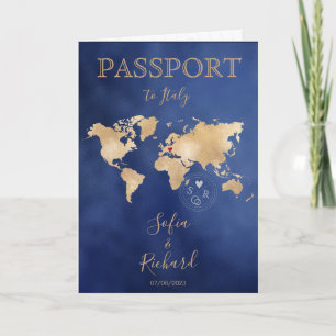 Invitation Mariage Destination Passport Gold World Map Invita