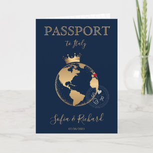 Invitation Mariage Destination Passport Gold World Map Invita