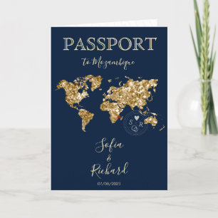 Invitation Mariage Destination Passport Gold World Map Invita