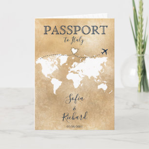 Invitation Mariage Destination Passport Gold World Map Invita