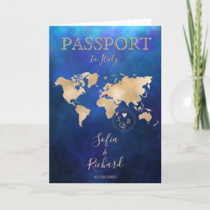 Invitation Mariage Destination Passport Gold World Map Invita