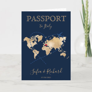 Invitation Mariage Destination Passport Gold World Map Invita