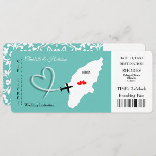 Invitation Mariage Destination Rhodes Billet d'embarquement P