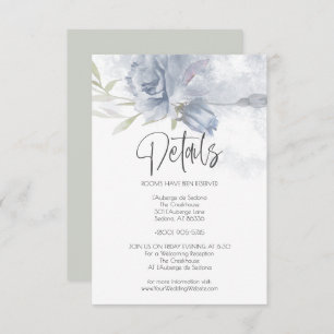 Invitation Mariage Détails Dusty Blue Watercolor Roses