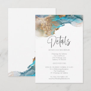 Invitation Mariage   Détails Oeuvre d'alcool Aqua moderne