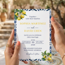 Mariage d'été aquarelle Méditerranée bleu citron