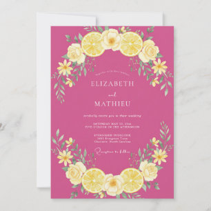 Invitation Mariage d'été au citron vert magenta