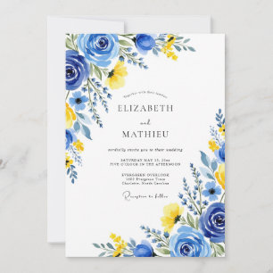Invitation Mariage d'été bleu royal lumineux
