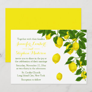 Invitation Mariage d'été Citron Jaune et Vert de Citrus