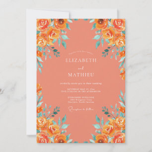Invitation Mariage d'été corail exubérant