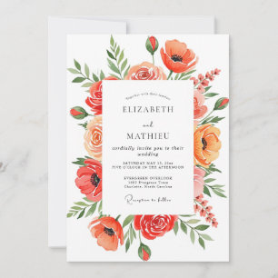 Invitation Mariage d'été corail joyeux