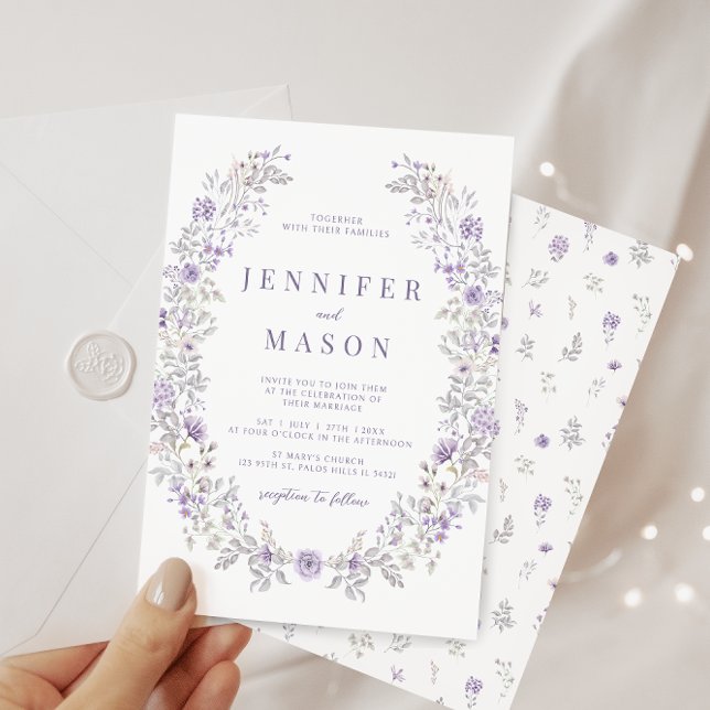 Invitation Mariage d'été de couronnes florales délicates viol (Créateur téléchargé)