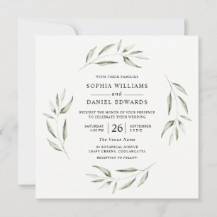 Invitation Mariage d'été de verdure de la feuille verte