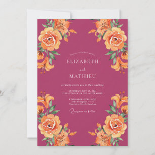 Invitation Mariage d'été ensorcelant magenta