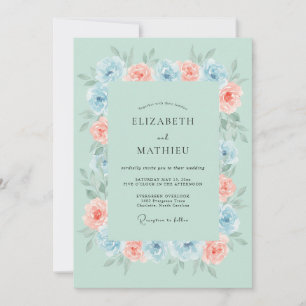 Invitation Mariage d'été éthéré vert menthe