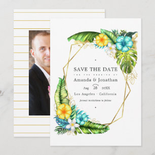 Invitation Mariage d'été géométrique Aloha Tropical Photo