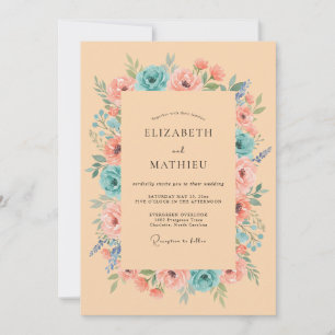 Invitation Mariage d'été luxuriant aux pêches