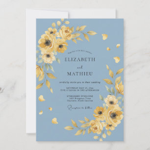 Invitation Mariage d'été luxuriant bleu barbeau