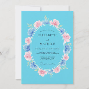 Invitation Mariage d'été radieux bleu cyan