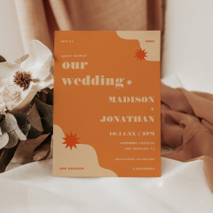 Invitation Mariage d'été rétro brillant et gras