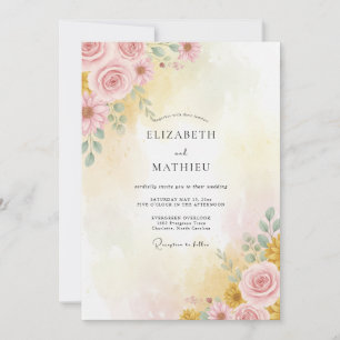 Invitation Mariage d'été rose pastel lumineux