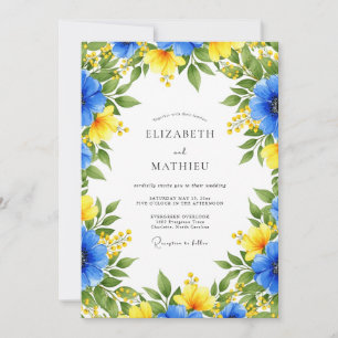 Invitation Mariage d'été royal bleu séduisant