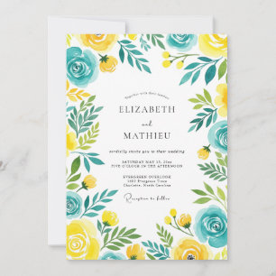 Invitation Mariage d'été Turquoise Jaune Décontracté