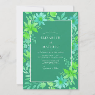 Invitation Mariage d'été vert Viridian luxuriant