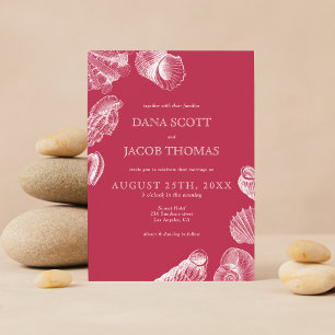 Invitation Mariage d'été Viva Magenta Coquillage de Mer de Pl