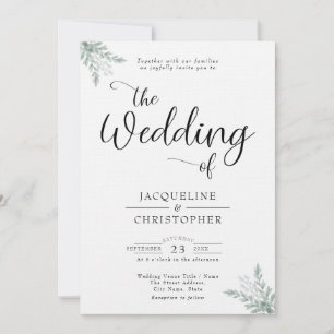 Invitation Mariage d'eucalyptus blanc moelleux